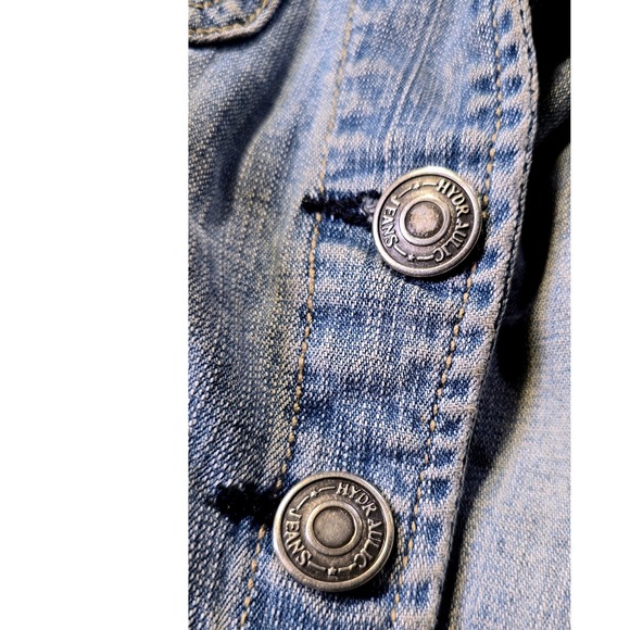 VINTAGE vtg SMALL S Hydraulic‎ Blue Jean Demim Jacket Tailored Blazer Style - Picture 6 of 9